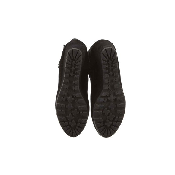Prada Double Buckle Suede Wedge Boot, Black Size 7 - Picture 4 of 6